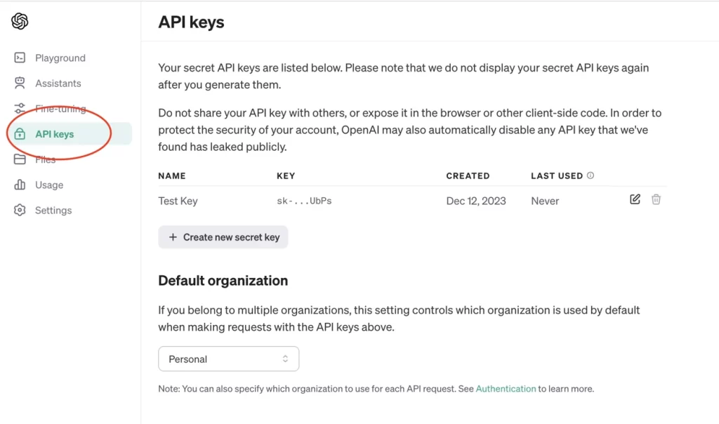Fill in the relevant content to get the API Key
